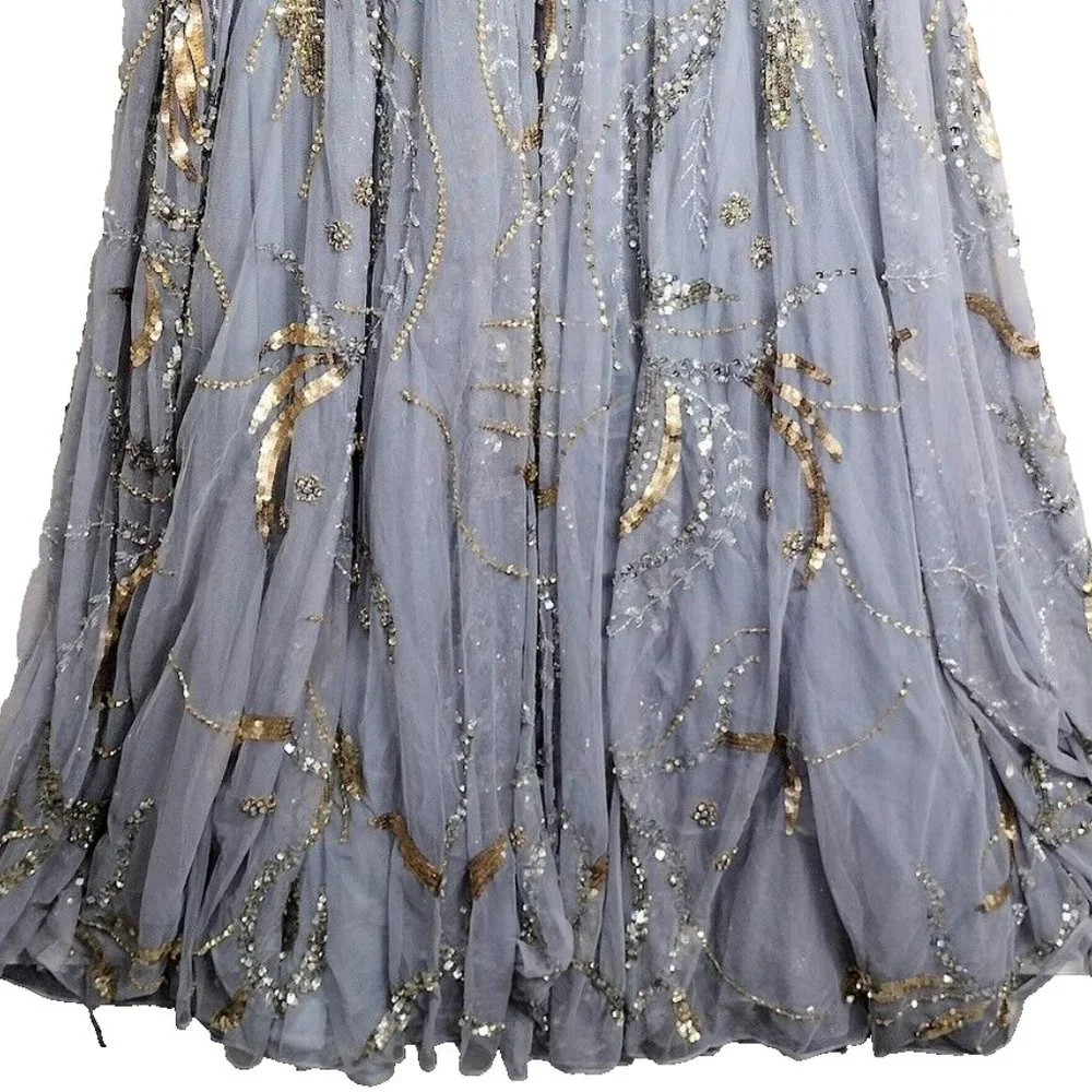 NWT MAC DUGGAL MOTHER OF THE BRIDE EMBELLISHED‎ SEQUIN PLATINUM DRESS 5217